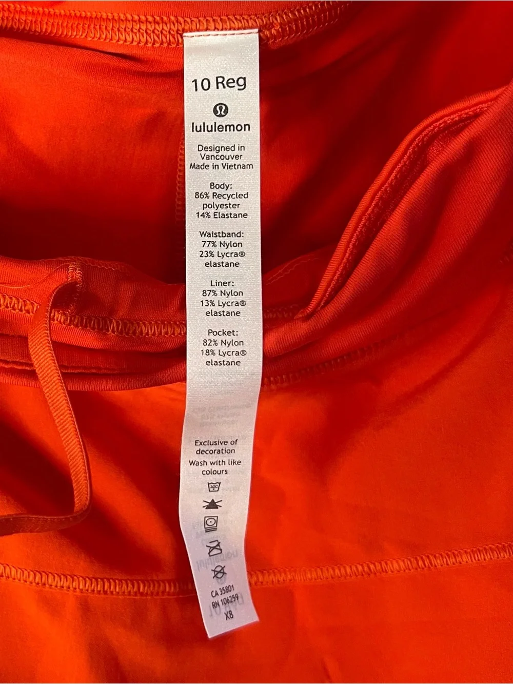 lululemon Orange Athletic Skort with Built-In Liner